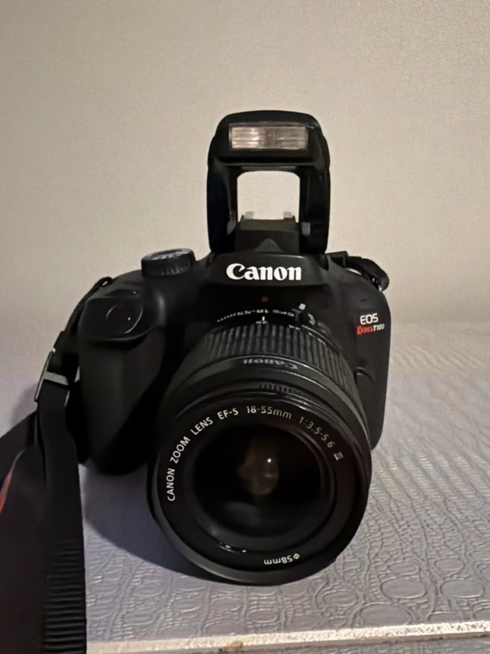 Canon Black DSLR Camera with 18-55mm Lens and Pop-Up Flash